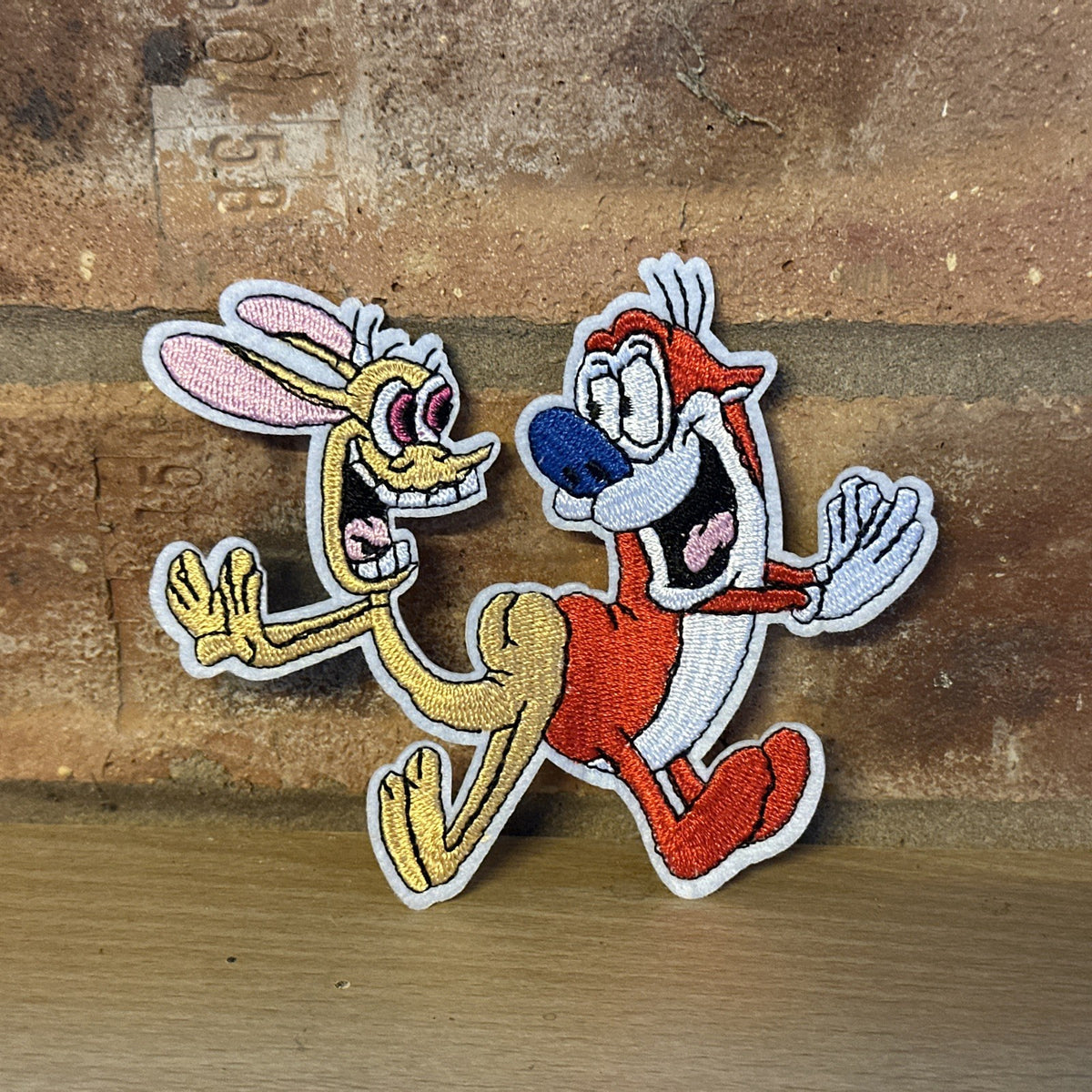 Ren and Stimpy TV Show Bumping Butts Embroidered Patch, NEW Iron On Cartoon1