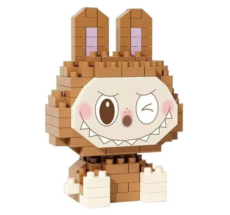 Labubu Monsters Brown Doll 3D Puzzle Micro Connection Building Blocks DIY