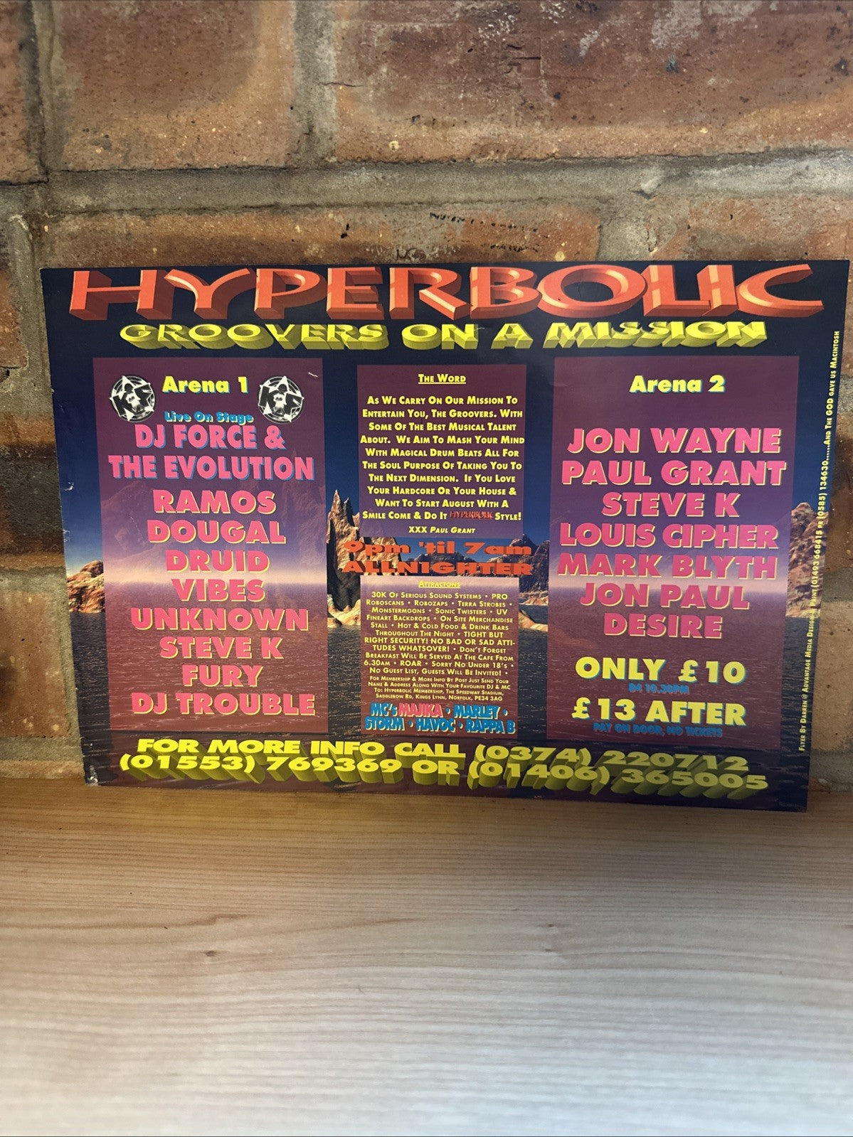 Rave Flyer Hyperbolic The Groovers On A Mission Aug 11th 1995 Kings Lynn1