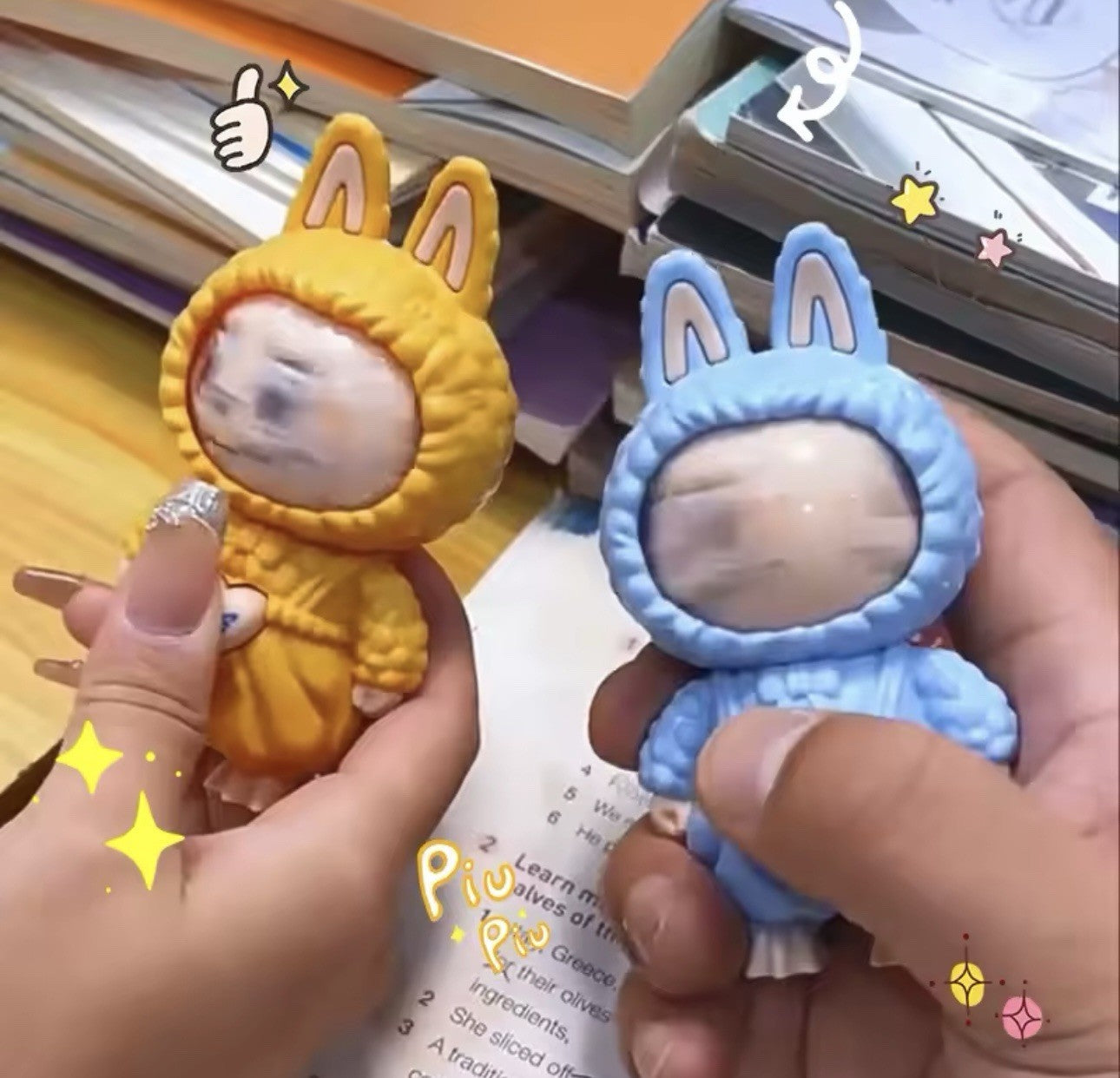 1 X Green LABUBU 4" inch face changing 3 in 1 keyring Hot Key Chain Gift