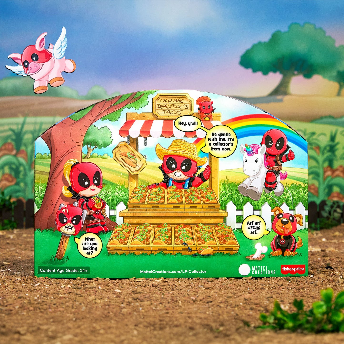 Sdcc 2025 Little People Deadpool at the farm Old Mac due in end Oct reserve now