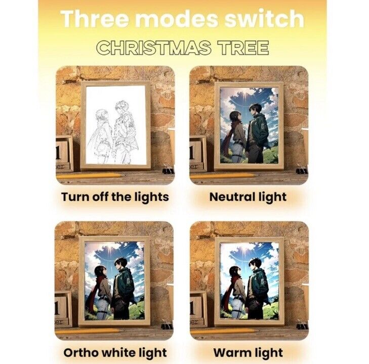 Attack On Titan 2 Light Up Picture Frame LED Lighting Painting Night Light A5 - SOScollectible