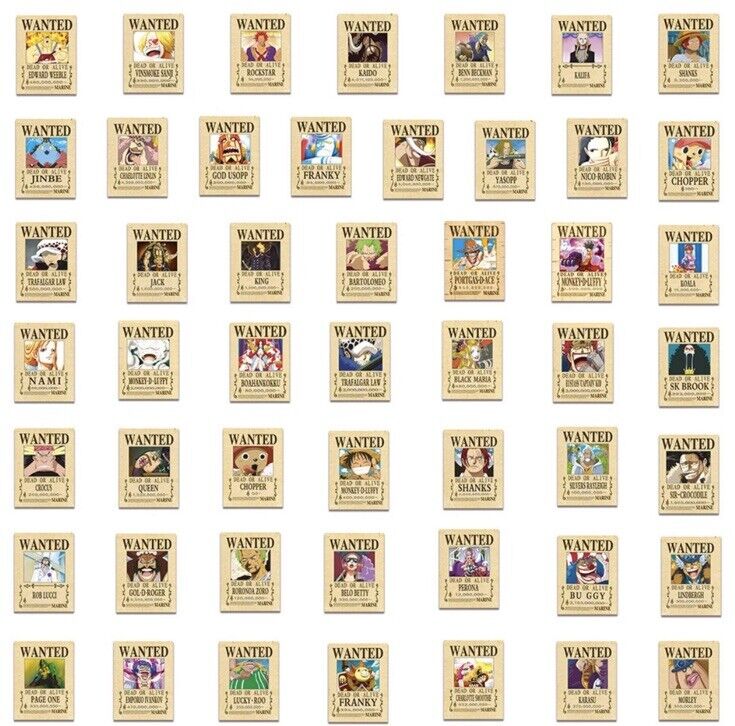 One Piece Anime Wanted Poster Stickers x50 Pieces UK Seller Luffy Xmas Nami - SOScollectible