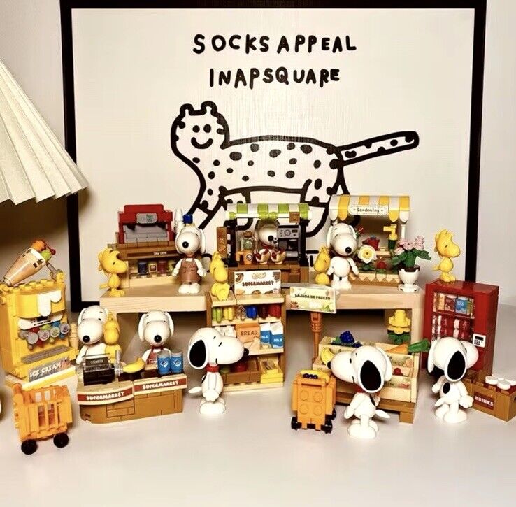 Peanuts Snoopy Supermarket Blocks mystery box ‘ CASHIER ‘ 8 To Collect Set Gift - SOScollectible