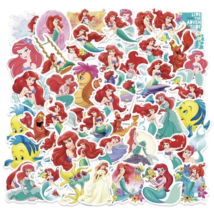 10 pcs Disney Little Mermaid Ariel Flounder Princess Stickers Vinyl Laptop - SOScollectible