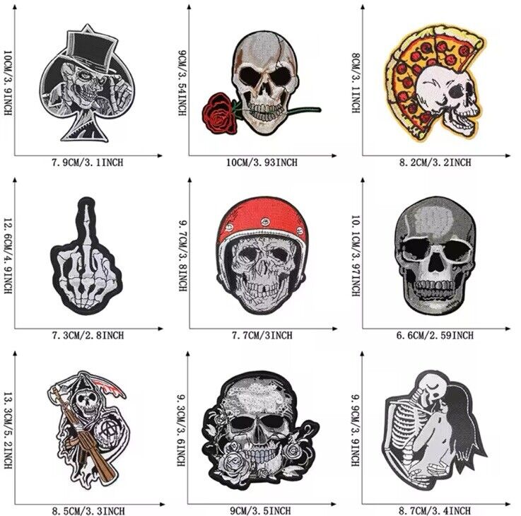 10 Pieces Skull Rock Punk Band Patch Embroidered Iron - on Patches Set Of 10 - SOScollectible