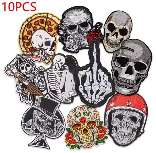 10 Pieces Skull Rock Punk Band Patch Embroidered Iron - on Patches Set Of 10 - SOScollectible