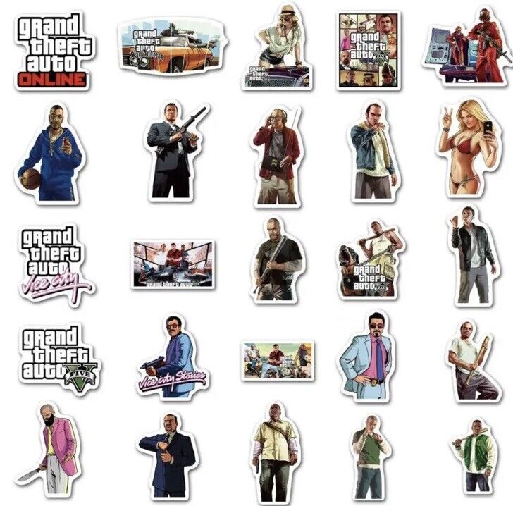 10 x GTA 5 Stickers Music Laptop Case Skateboard UK Trevor Michael 2 Bomb - SOScollectible