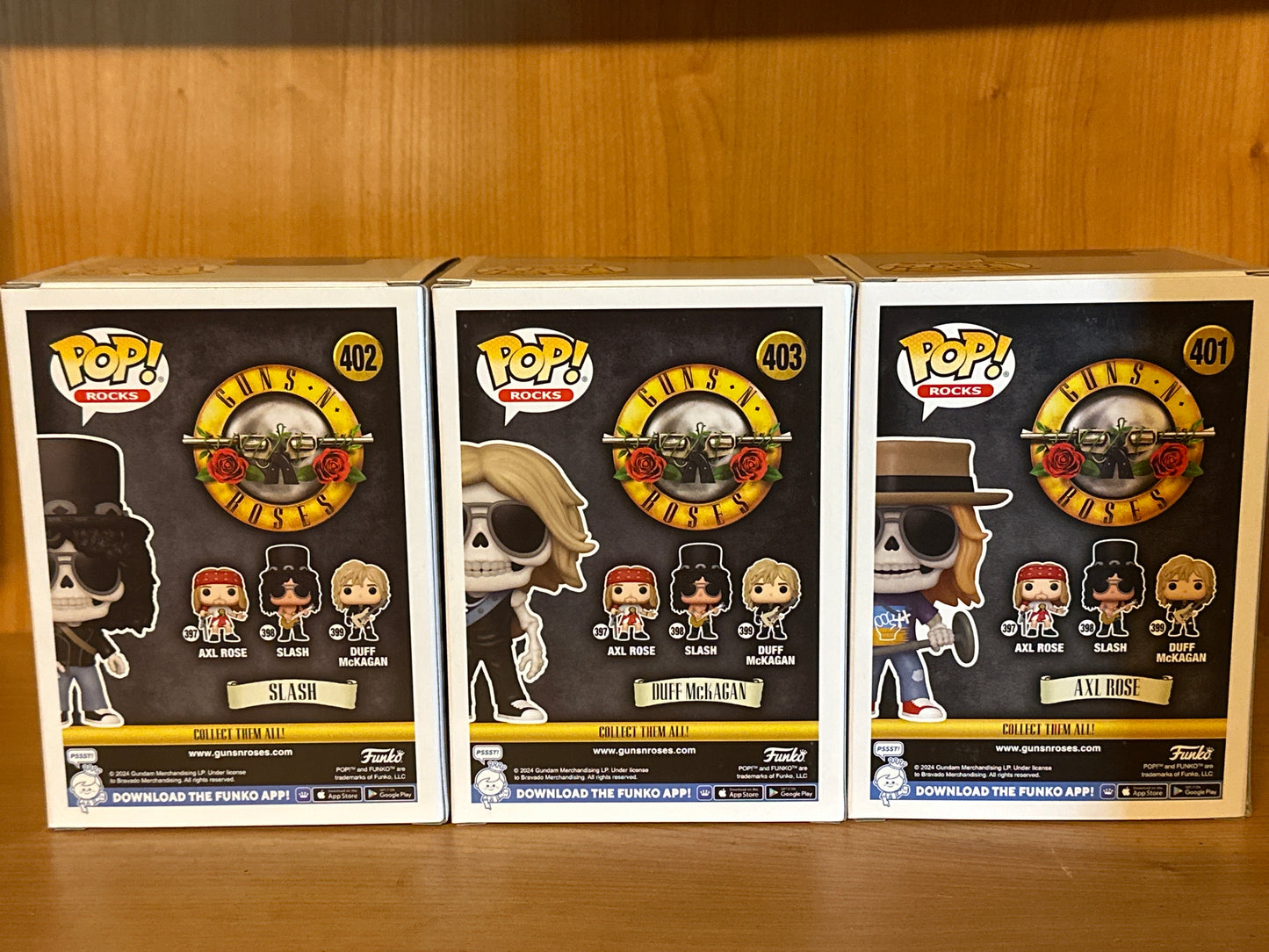 Funko Pop Rocks -Guns And Roses- Axl Rose, Slash And Duff Mckagan rare skeleton set brand new in protectors