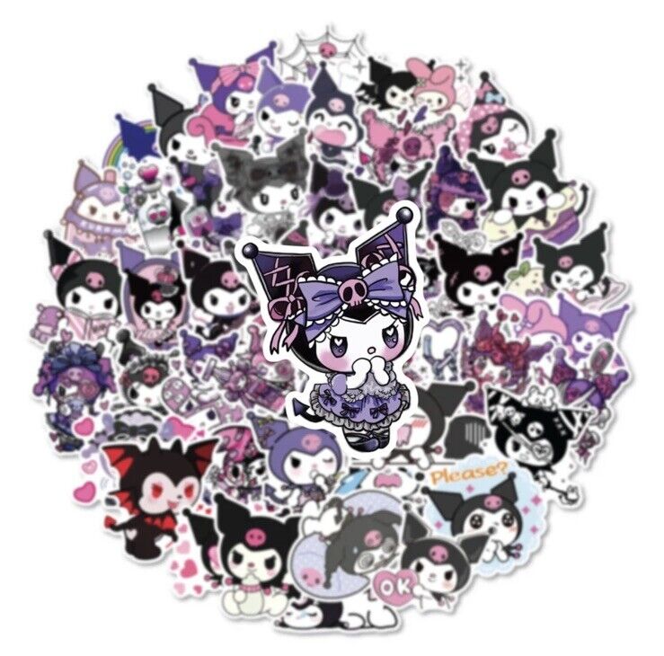 10pcs Cute Kuromi Stickers DIY Bike Laptop Luggage Phone Cup Kawaii Decals - SOScollectible