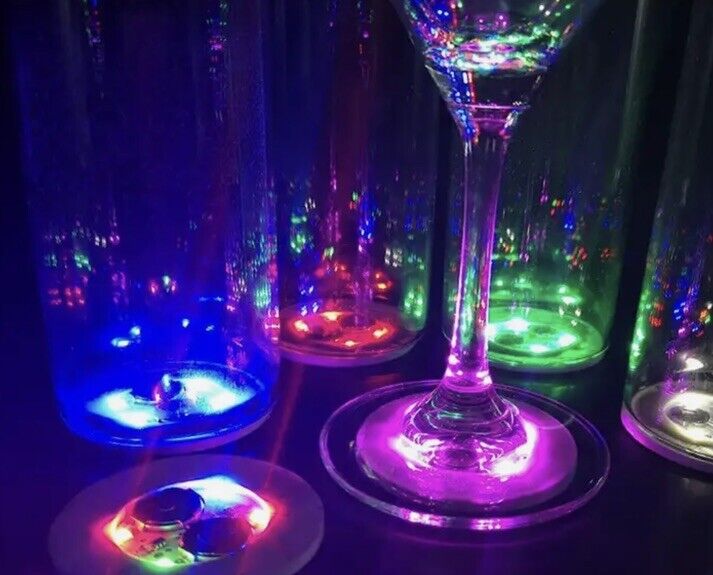 1x LED Blue Colour Flashing Light Up Coasters Drinks Mats Base Beer Bottle Decor - SOScollectible