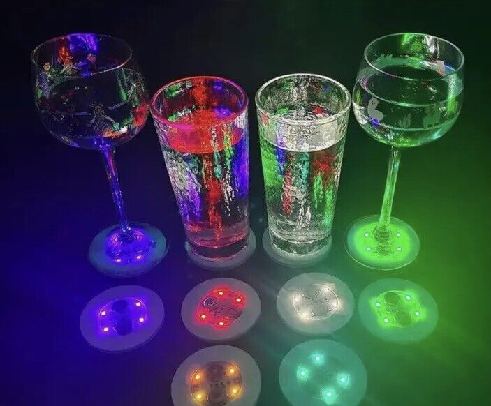 1x LED Blue Colour Flashing Light Up Coasters Drinks Mats Base Beer Bottle Decor - SOScollectible