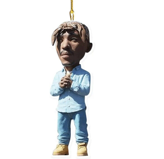 2pac Tupac 2D RearView Mirror Pendant Bag Ornament Hip Hop Rapper Uk 🇬🇧 Blue - SOScollectible