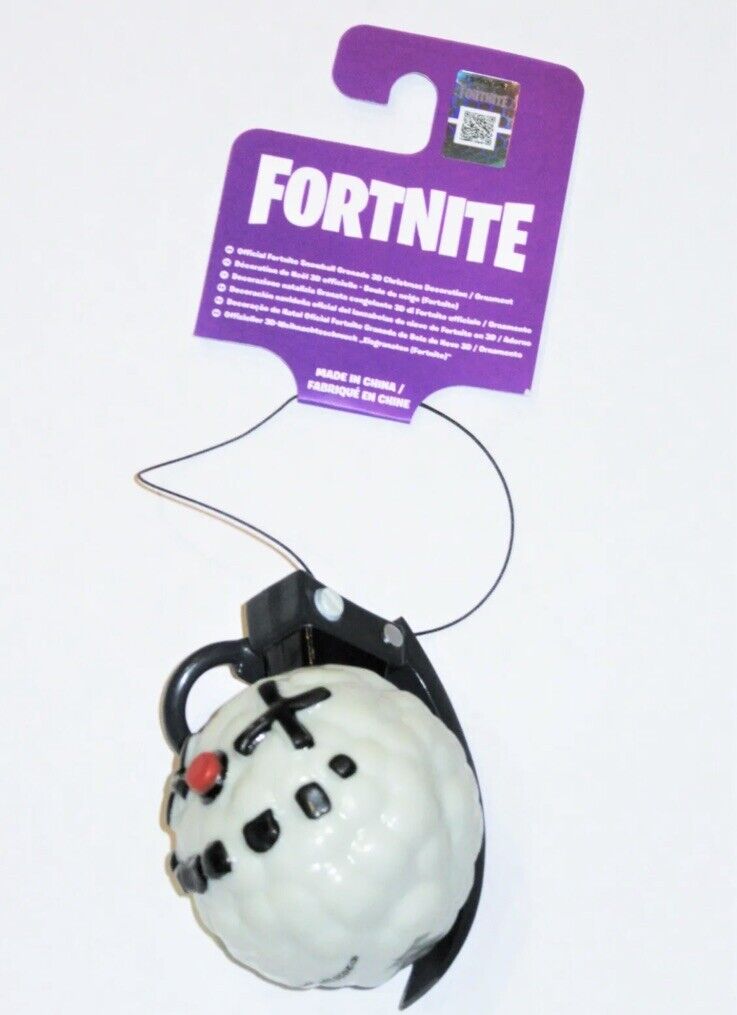 2x NEW OFFICIAL FORTNITE SNOWBALL GRENADE 3D CHRISTMAS ORNAMENT GAMER DECORATION - SOScollectible