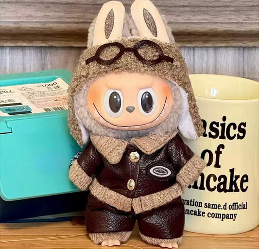 Biggles flying jacket set for 17cm Labubu dress up set NO DOLL