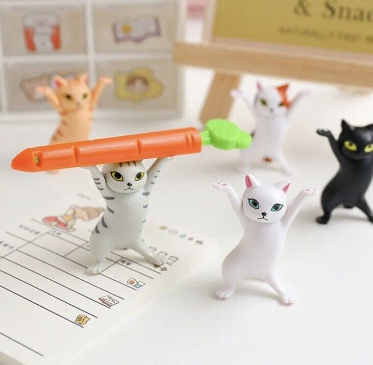 5 x Dancing Cat Figures Can Hold Pencil Phones Desk Ornaments Cute Gift - SOScollectible