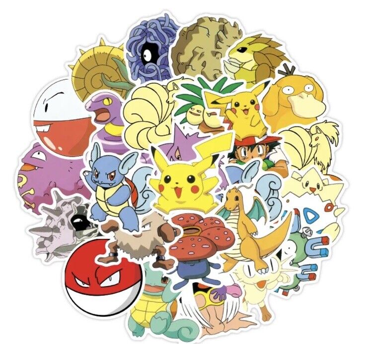 50 POKÉMON STICKERS BRAND NEW UK SELLER PIKACHU CHARIZARD BULBASAUR SQUIRTLE - SOScollectible