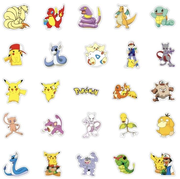 50 POKÉMON STICKERS BRAND NEW UK SELLER PIKACHU CHARIZARD BULBASAUR SQUIRTLE - SOScollectible