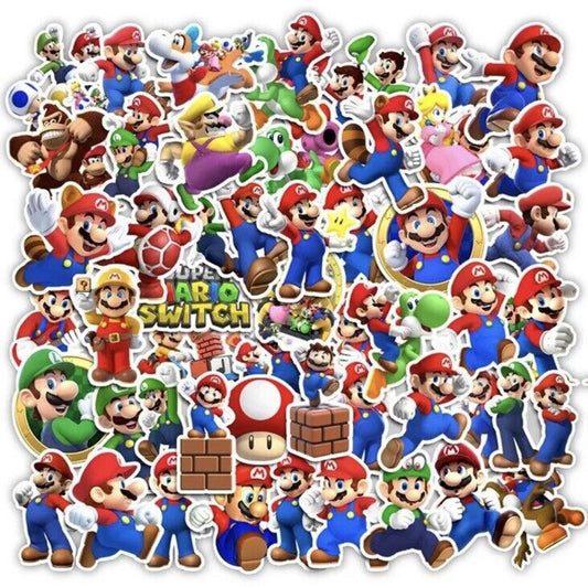 50 x Super Mario Stickers For Scrapbooking Party Bag Laptop Skateboard School - SOScollectible