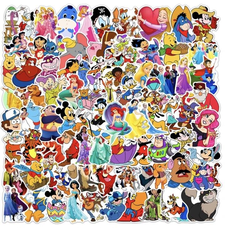 50pcs Disney Mix Cartoon Cute Ariel Buzz Princess Stickers Vinyl Laptop Set 2 - SOScollectible