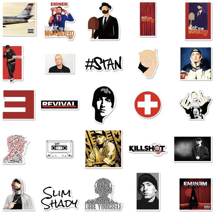 50pcs HD Printed Waterproof EMINEM Vinyl Stickers Laptop Phone Water Bottle 61 - SOScollectible