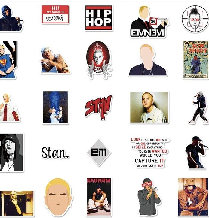 50pcs HD Printed Waterproof EMINEM Vinyl Stickers Laptop Phone Water Bottle 61 - SOScollectible