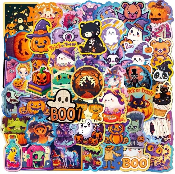 50x Cute Halloween Stickers Halloween Scrapbook Reward Stickers Party Stickers - SOScollectible