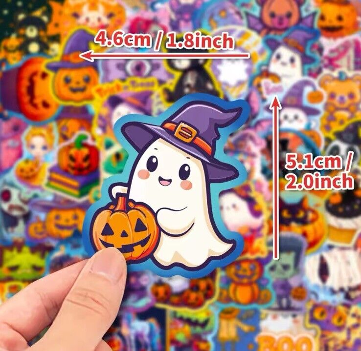 50x Cute Halloween Stickers Halloween Scrapbook Reward Stickers Party Stickers - SOScollectible