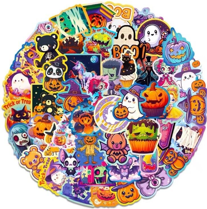 50x Cute Halloween Stickers Halloween Scrapbook Reward Stickers Party Stickers - SOScollectible