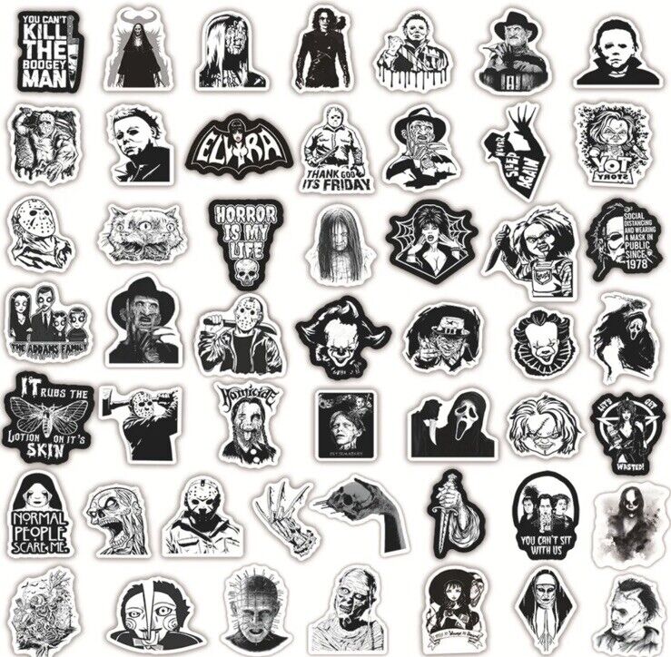 50x Horror Stickers Music Laptop Case Skateboard UK Myers Scream Freddy - SOScollectible