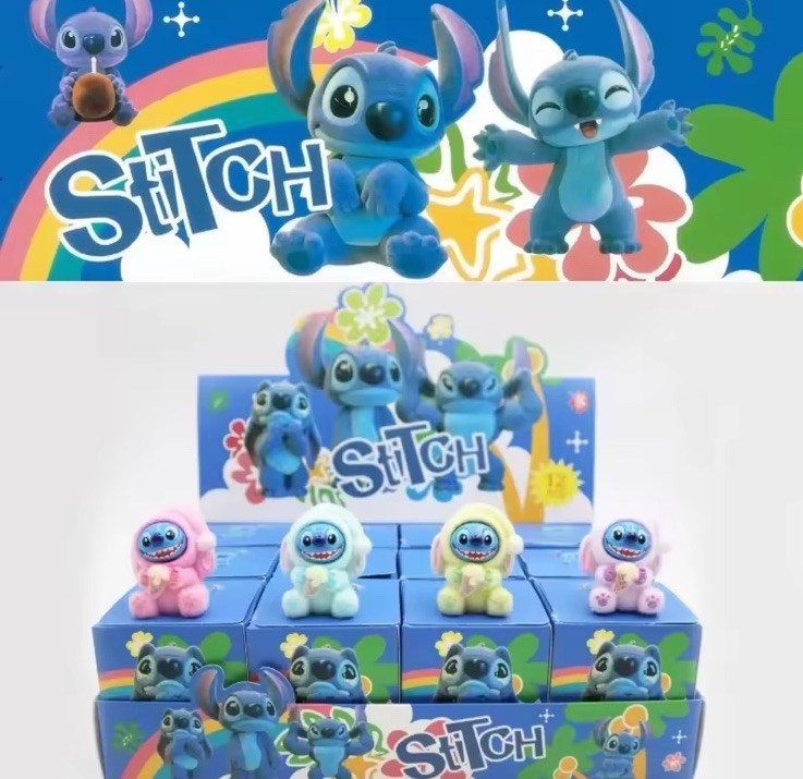 1x Cute Mini Flocked stitch  Keychain Cartoon The Monsters Pendant Backpack