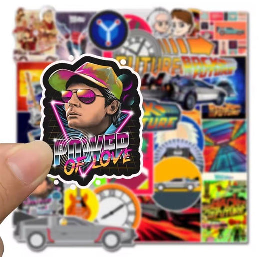 50pcs Back to the Future 80s Science Fiction Stickers BTTF Doc Brown Marty McFly0