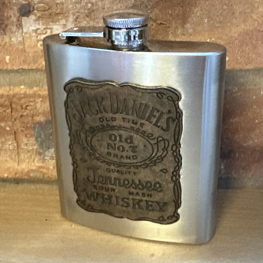 Jack Daniels Old No. 7 Official 6 oz. Embossed Stainless Steel Hip Flask Ltd Ed0