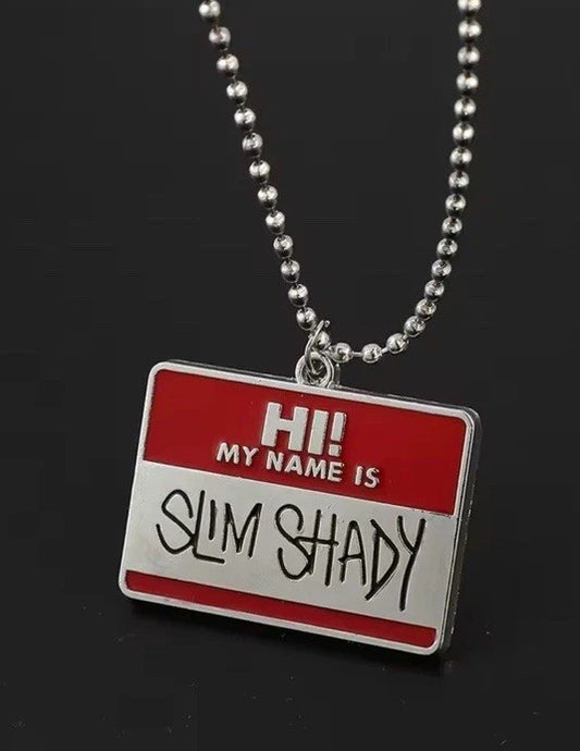 Eminem Hi My Name Is Slim Shady Necklace Pendant Chain Keyring Tag Fan Gift