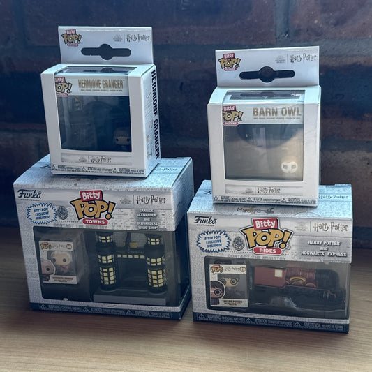 HARRY POTTER Funko Bitty Pop Gift Set HOGWARTS Train Olivander House + 2 Deluxe