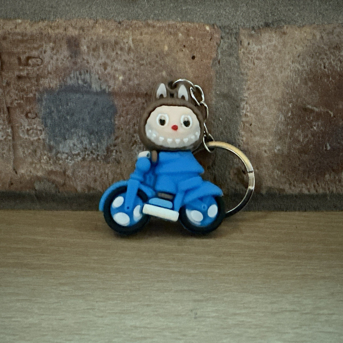 Labubu The Monsters Blue Bike Keychain Pendant Bag Charm Backpack Keyring Cute1