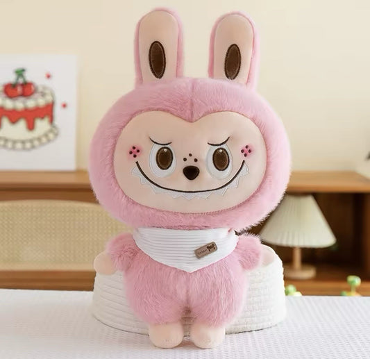 Cute 25-30cm Labubu Style Rabbit  Plush Short Fur Toy Charming Cartoon Design