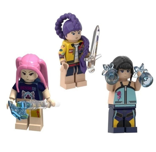 MOC Kpop Demon Hunters Minifigure Building Blocks Girl Group Assembly Model 3PCS
