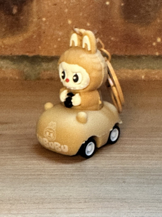 Brown Labubu Pullback Car Keychain Collect Set Great Gift Mini Doll Monsters0
