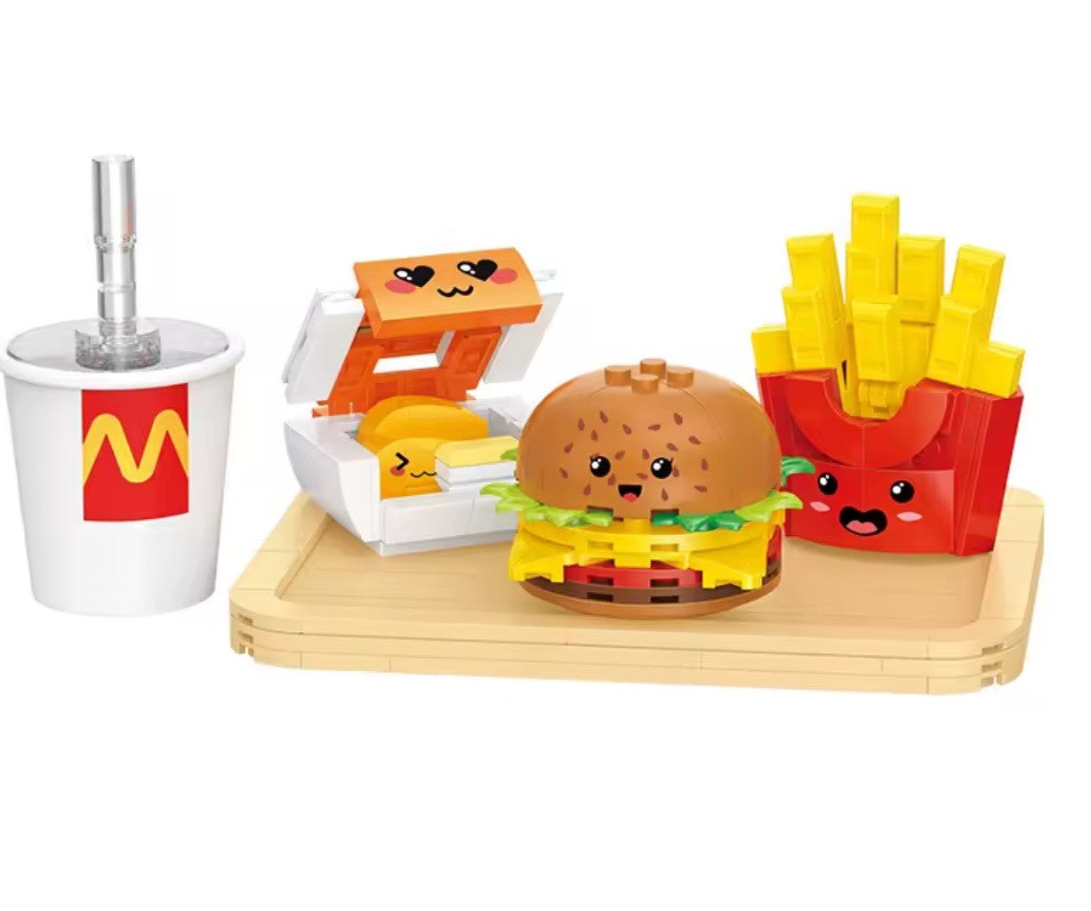 Fast Food Restaurant Happy Burger Fries Toy Construction Toy Block Bricks Gift