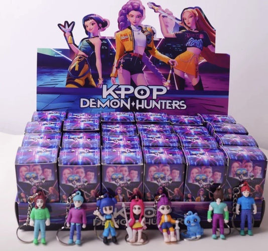 1x KPOP Demon Hunters Band Random Figures Korean Cult Keychains Key Ring Boxed