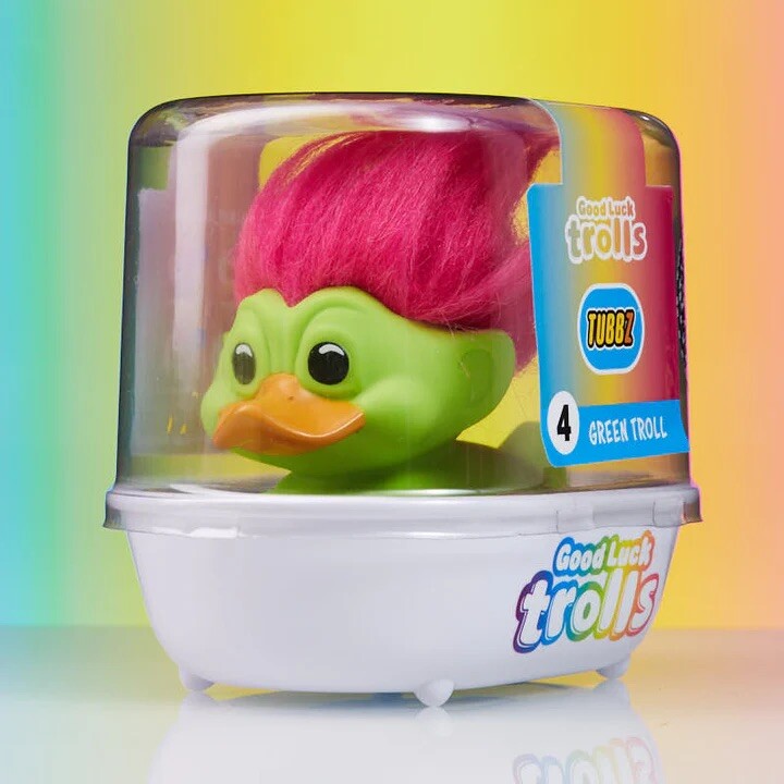 Trolls TUBBZ duck 1ST EDITION Trolls GREEN  PINK HAIR Collectible Duck  Figure1