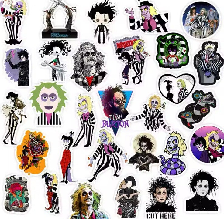 x50 Tim Burton Movie Stickers Beetlejuice Scissorhands Nightmare Before Gift5