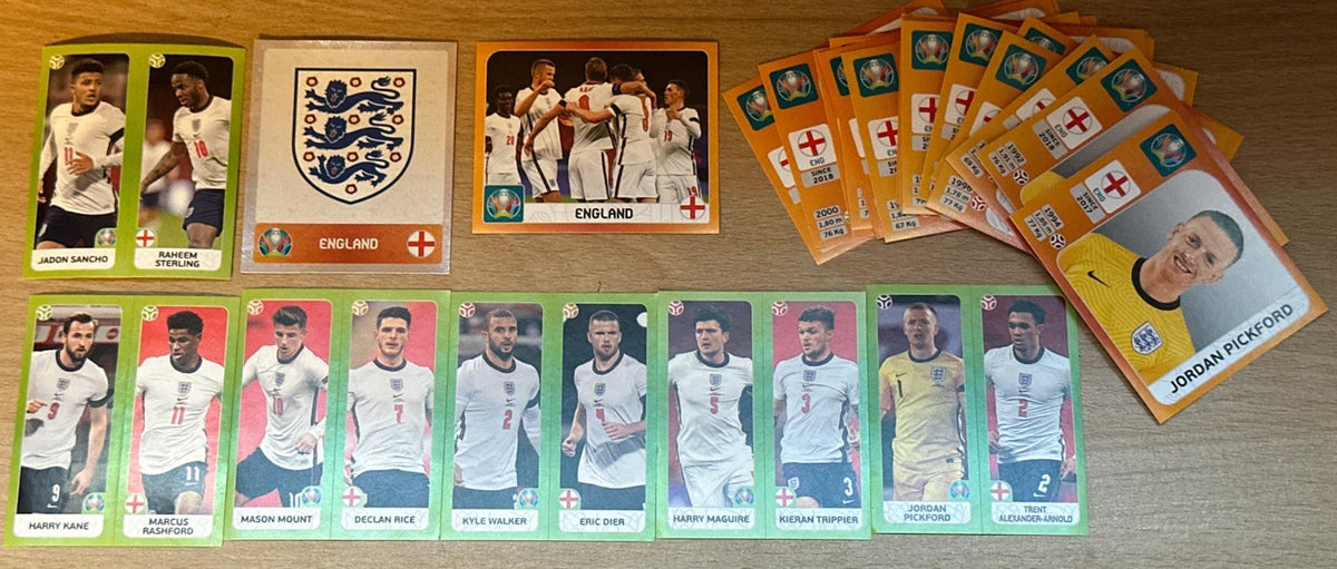 Panini Euro 2020: Complete England Set Football Tournament Ed Sticker Shiny Team1