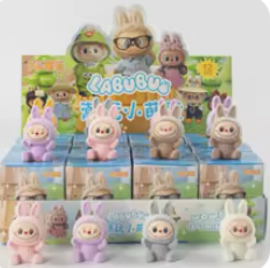 1PC Mini Cartoon Open Arms Flocked Labubu Cute Animal Doll Blind Box Bag Resin
