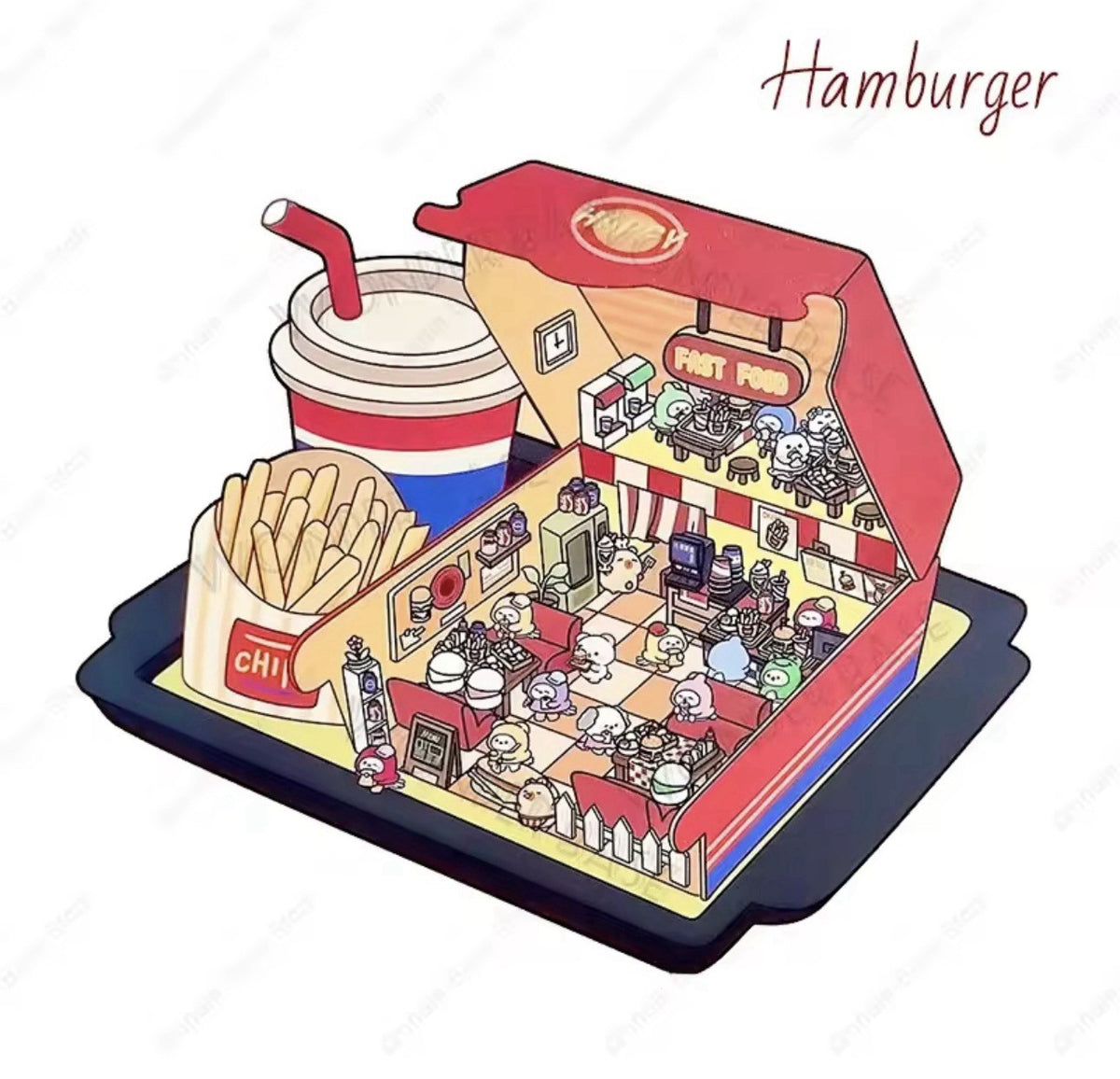 8pc Mega Scenes 3D DIY Sticker Book Cartoon Landscape Kids Activity Gift Set8