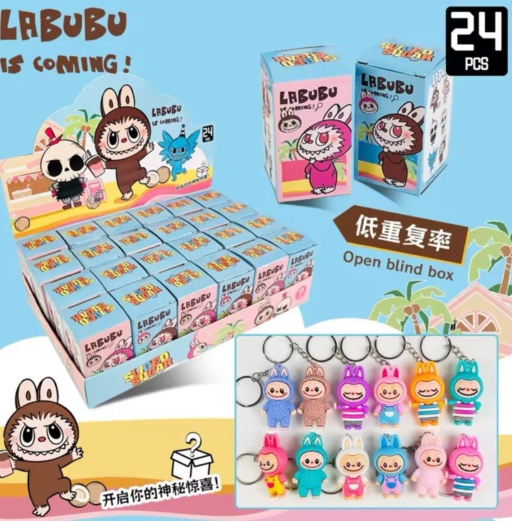 Cute Mini Labubu Keychain Cartoon The Monsters Pendant Backpack Bag Decor Key