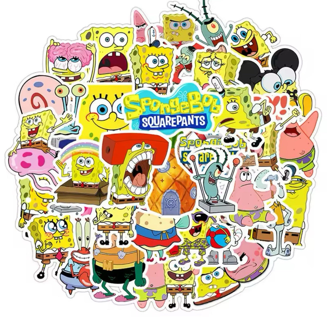 50x SpongeBob Stickers Window Kids Bedroom Books Laptop School Party Styles Vary
