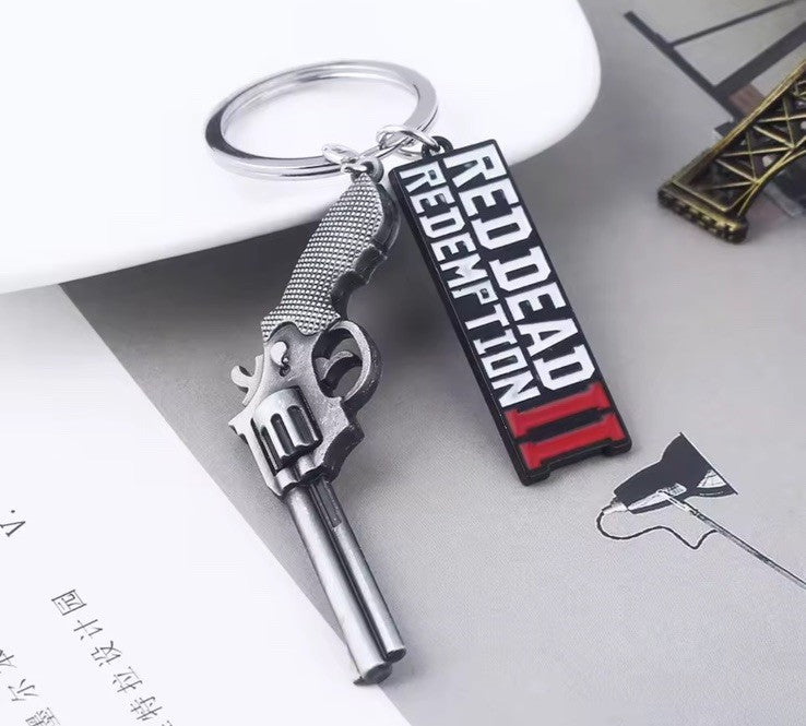 Red Dead Redemption II Revolver Gun Keyring GTA Rockstar Chain Gift bag1