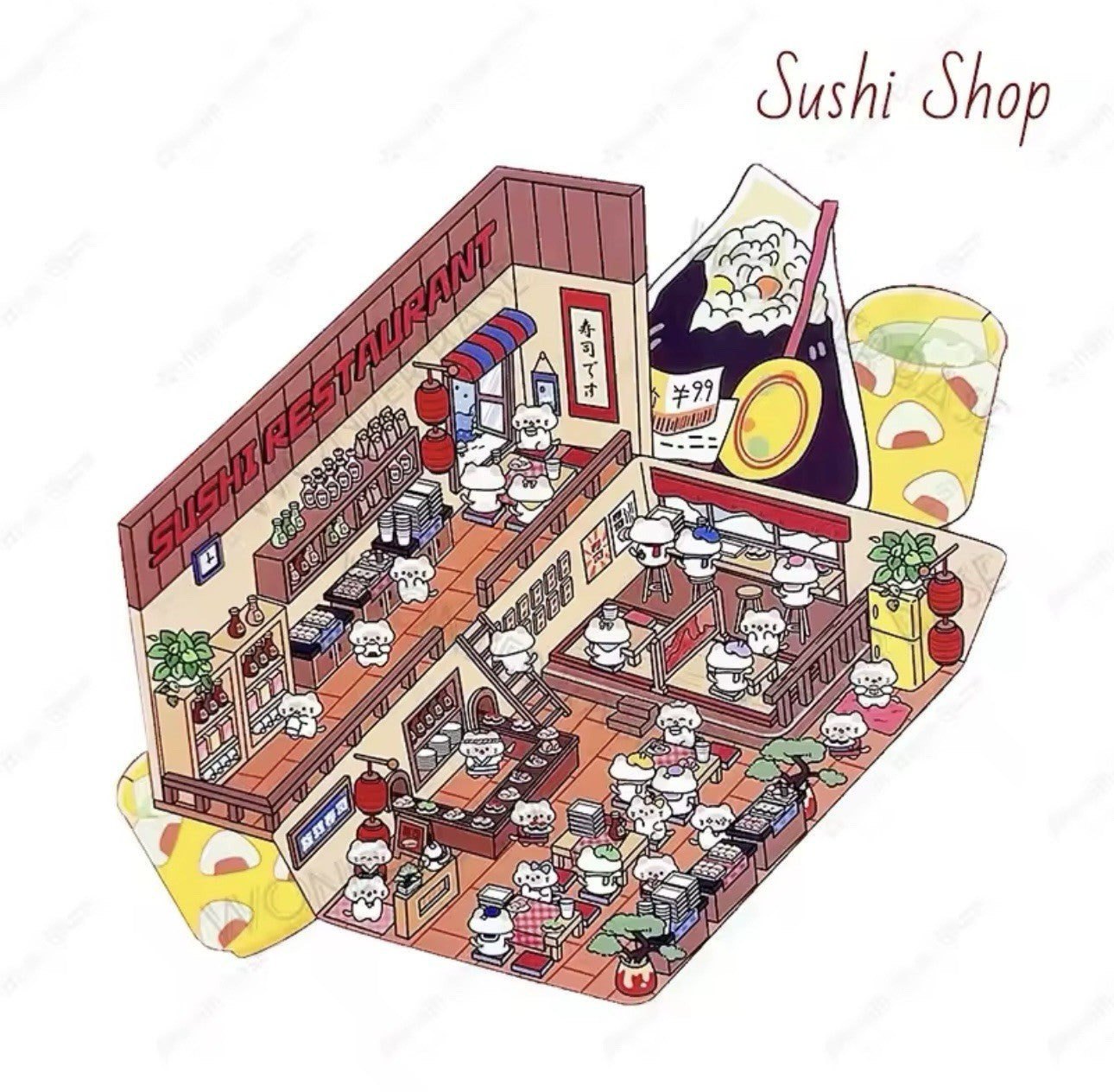 NEW 8Pc Mega Scenes DIY Cartoon 3D Landscape Sticker Book Sticker Festival Gift